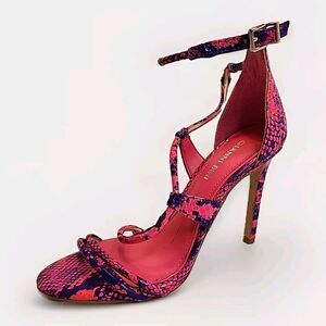 Gianni Bini Heels Pink Purple Snakeskin Women's Size 6.5 Neon Cyberpunk Leather